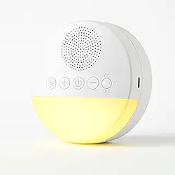 Aparelho de Som Ruído Branco para Bebê com 20 Sons Relaxantes, Luz Noturna Suave, Timer 15 30 60 Minutos e Contínuo, USB Recarregável, Ideal para Ninar, Sono Profundo e Acalmar Choro