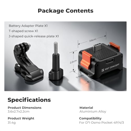 Image of K&F Concept Pocket 4 3 Charging Dock, Magnetic Quick-Release, Includes 1 T-Screw and 1 J-Shaped Quick-Release Plate.