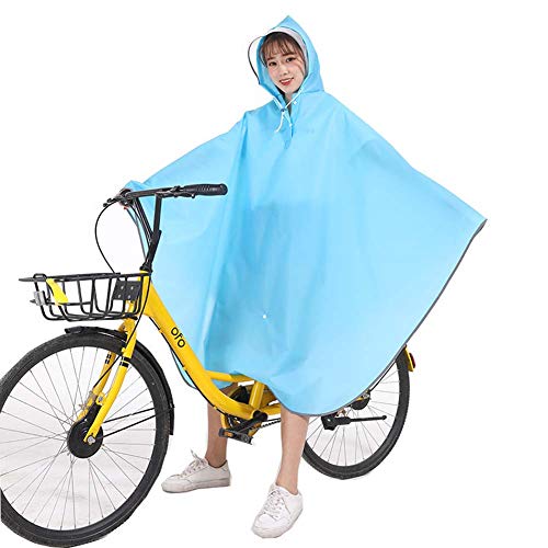 Preisvergleich Produktbild Kiyte Poncho Wasserdicht Erwachsenen, Radfahren Hoody Regenmantel Mit Kordelzug, Wiederverwendbare Frauen Regen Poncho Jacke für Parks Camping Farming Angeln,Blau