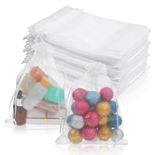 JJUNW 50 Stück Organzasäckchen 15x20cm Geschenk Schmuckbeutel Schmucksäckchen Verpackungstüten Geschenkbeutel Organza Für Hochzeit Geburtstag Party Weihnachten