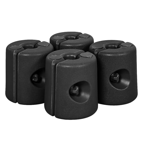 LIVHOME Gazebo Weights | Set of 4 | Gazebo Leg Weights Fill with Sand or Water | Pole Anchor for Outdoor/Garden Gazebos Marquees Market Stalls Party Tents | Weather Resistant Plastic | Black