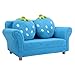 COSTWAY Kindersessel Sessel Sofa Kindercouch Babysessel Kindersofa Kindermöbel 90x54,8x48cm Korallen-Samt mit 2 Kissen (Blau)