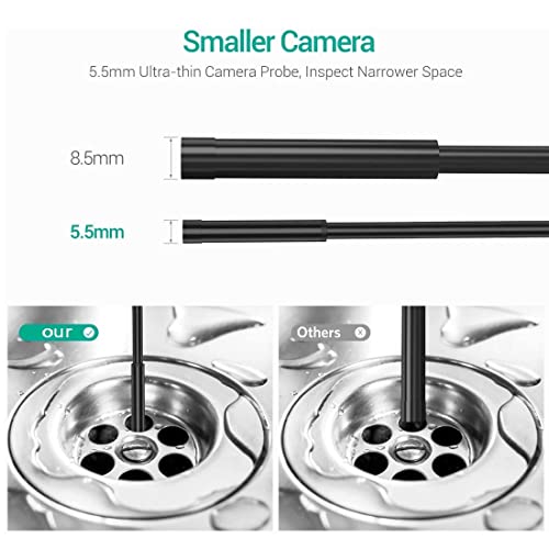 Borescopes telescopische endoscoop inspectiecamera, 5,5 mm USB 3 in 1 semi-rigide waterdichte IP67 slangborescope, met 6… - Image 3