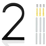 5.6" House Numbers Modern Floating Street Home Address Number Aluminum Brushed Finish Number (Num 2)