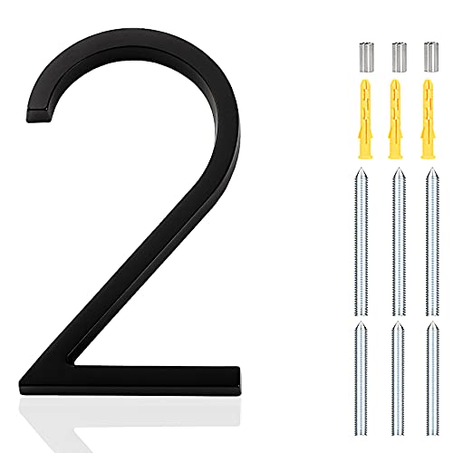 5.6" House Numbers Modern Floating Street Home Address Number Aluminum Brushed Finish Number (Num 2) #TOP11
