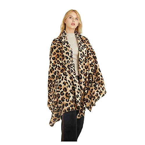 ZGMYC Women Leopard Print Cashmere Feel Winter Scarf Fashion Soft Warm Pashmina Blanket Shawl Wrap