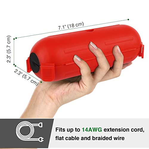 Image of Flemoon 3 Pack Outdoor Extension Cord Waterproof Cover, for Outlet | Small Electrical Connection Box for Straight Plug, Socket, Halloween, Christmas Holiday Decoration String Light, Red