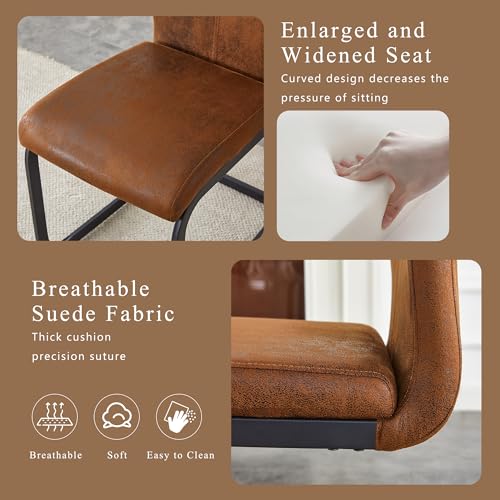 Image of Baysitone Modern Dining Chairs Set of 4, Side Dining Room Chairs, High Back Kitchen Chairs with Suede Fabric Padded Seat for Dining Room,Kitchen, Living Room Brown