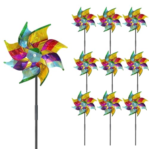ERBO 10 piezas de molino de viento repelente de pájaros, palomas para balcón, molino de viento reflectante, repelente de pájaros para balcón, ahuyentador de palomas para proteger el balcón, el jardín