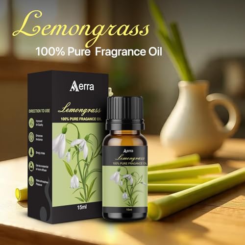 Image of Aerra Lemongrass Fragrance Oil (15ml) for Puja, Diffuser, Candles, Soap Making | Zesty Aroma Oil for Weddings, Monsoon, DIY