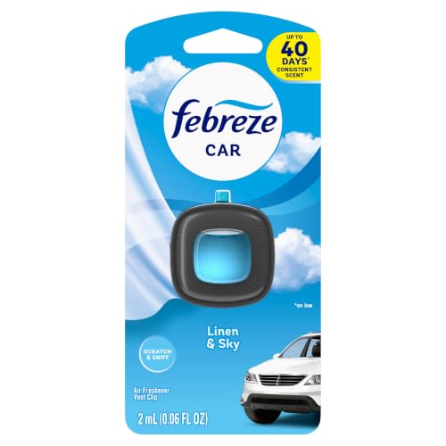 Febreze Car Air Freshener, Odor-Fighting Automotive Vent Clip, Scented Car Accessories, Long Lasting for Strong Odors, Linen & Sky Scent, 1 Count - image 8