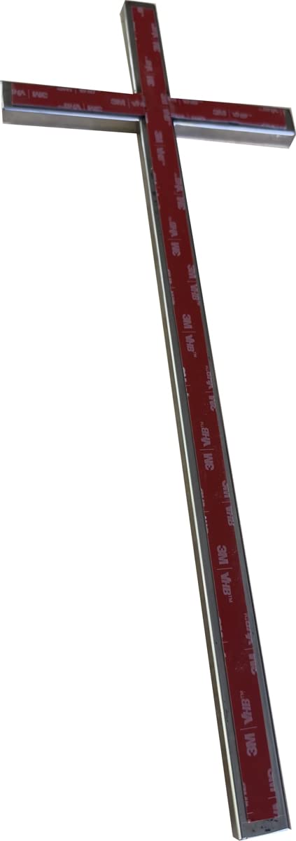 Marmoleria La Magdalena Cruz de acero inoxidable Adhesiva, apta para lápidas y columbarios de cementerio. (35 cm)