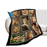 Squirrel Blanket Soft Fuzzy Fleece Cute Squirrel Throw Blanket Decor Cozy Warm Plush Flannel Blanket Gifts for Boys Girls Men Women Home Chair Sofa Couch Bed 50'X40'