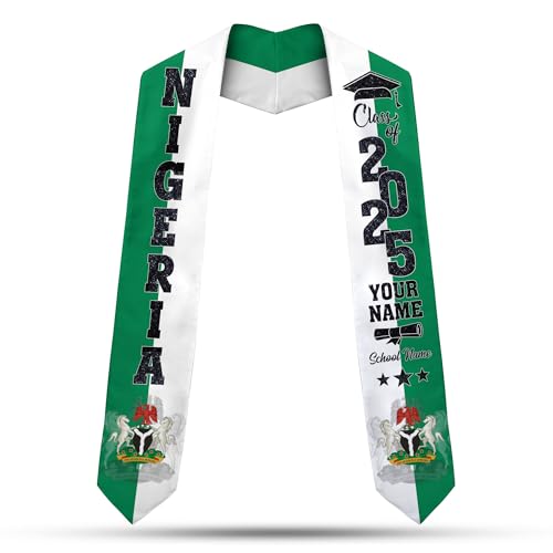 MonkeyVan Custom Nigerian Graduation Sash, Nigeria Stole Customize, Nigerian Stoles For Graduation 2025, Class of 2025 M72