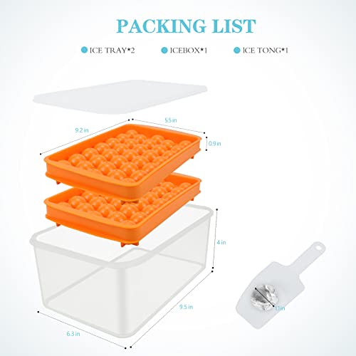 Round Ice Cube Tray With Lid Ice Ball Maker Mold (Orange) #TOP1