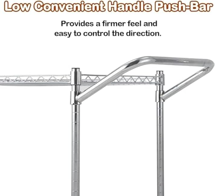 Commercial Metal Cart, 2-Tier Heavy Duty, Alloy Steel Cart with Wheels, Multi-Use Kitchen Utility Carts for Storage, Multi-Functional Shelf with Handle, Factory Display Shelf, Food Storage Trolley-8lwToWha