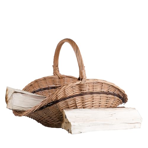 Stockage du bois de chauffage en osier naturel tressé main