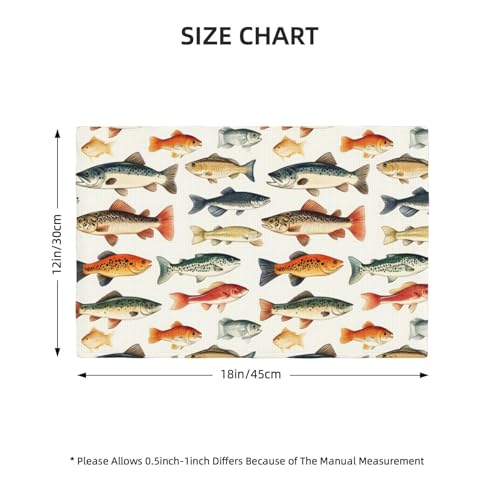 Sets de table double résistant chaleur : lot de 4 protections lavables poisson