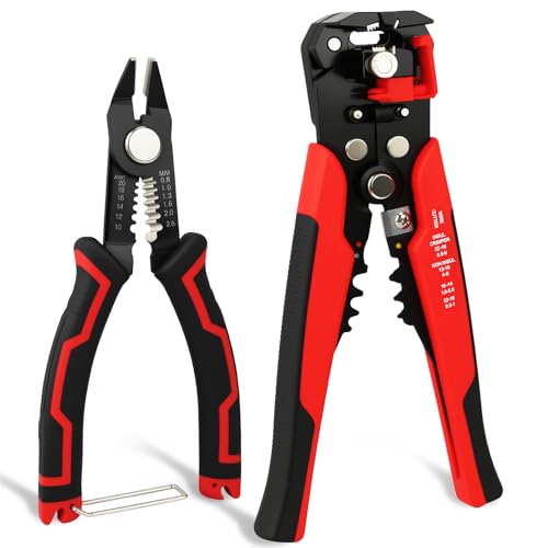 3 en 1 Pince à Dénuder et Coupante Diagonale 2 Pièces,Multifonctionnel Pince à Denuder Electricien 10-24 AWG et Coupante Electricien 20-10 AWG Pour Coupes de Précision