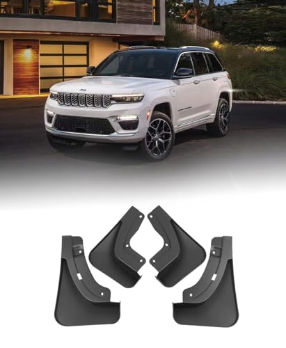 Image of Mud Flaps for Jeep Grand Cherokee L Accessories 2022-2024, Black, No Drill, All Weather, Front & Rear 4pc Set