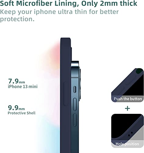 Image of DIZORO Square Candy Liquid Silicone iPhone Case Cover Compatible for iPhone 13 Pro Max, All Cube Series with Microfiber Lining Compatible iPhone 13 Pro Max (6.7 inch) - Dark Blue