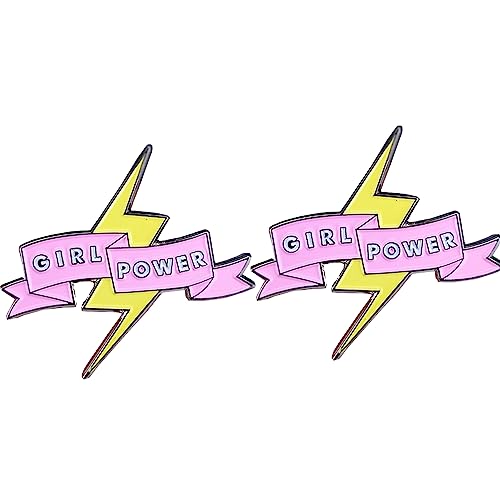 Ficsowy Girl Power Enamel Pin Feminist Pin Fashion Lapel Pins Inspirational Gifts for Women, Teen Girls, and Adults (2-Pack)