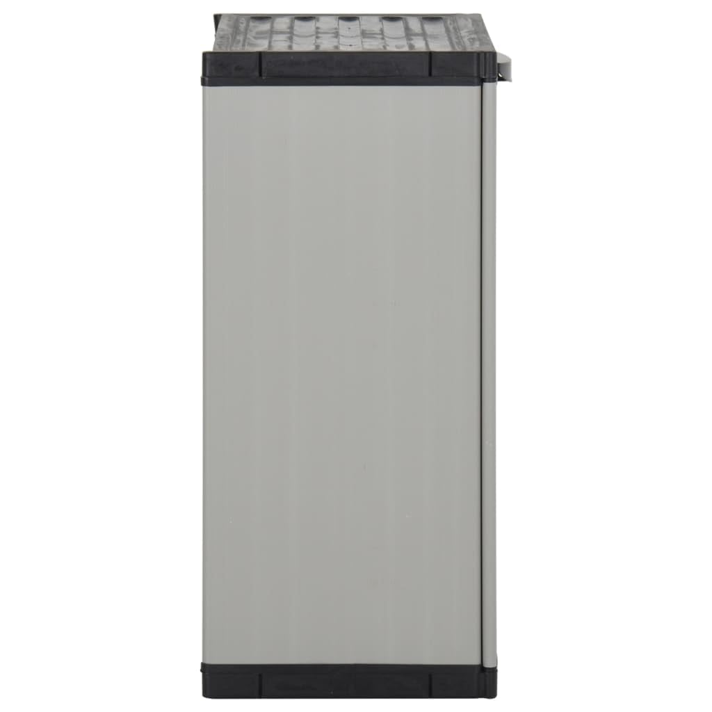 vidaXL Mülltonnenbox Mülleimer Mülltonne Kunststoffschrank Mülltonnenverkleidung mit Einlegeboden Müllbeuteln Grau Schwarz 68x40x85cm PP