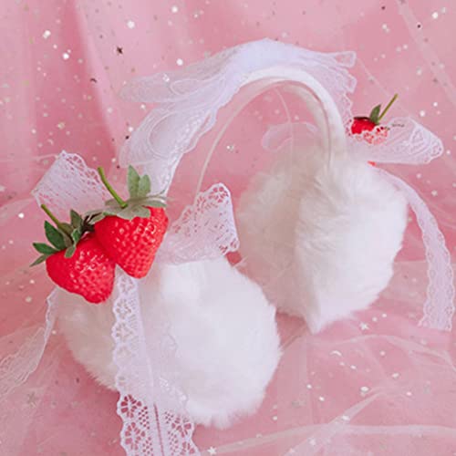 Ear Muffs for Cat Ear White Strawberry Black Ear Muffs Winter Ear Warmers Faux Outdoor Ear Covers Warm Winter Plush e3