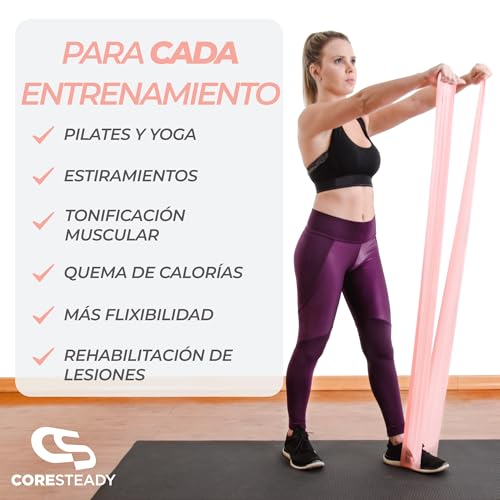 Coresteady Gomas elásticas de musculación para Hombres y Mujeres - Banda elástica - Tonifica y desarrolla Fuerza, flexibilidad y Masa Muscular - Incluye guía de Ejercicios - imagen 3