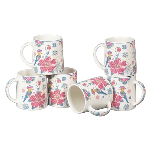 Image of miah decor Ceramic Tea Coffee Cups Set Matte Printed Small Chai Mug Drinkware Microwave Safe for Home & Restaurant-300 ml (MD-748)