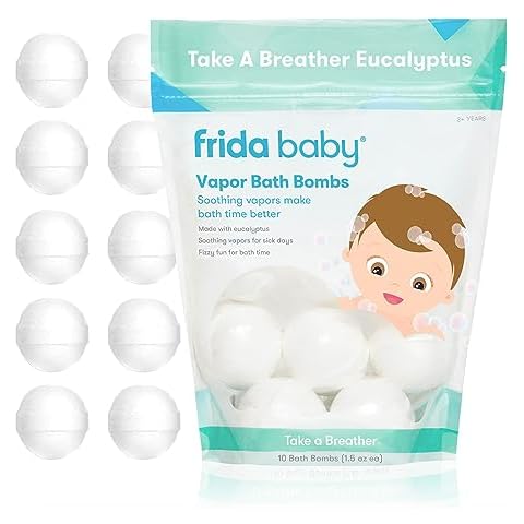 Frida Baby Natural Vapor Bath Bombs for Toddlers & Kids, Eucalyptus Essential Oil Bath Bombs for Aromatherapy, 10 Count Cover