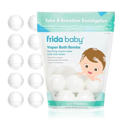 Image of Frida Baby Natural Vapor Bath Bombs for Toddlers & Kids, Eucalyptus Essential Oil Shower Bombs for Aromatherapy, 10 Count