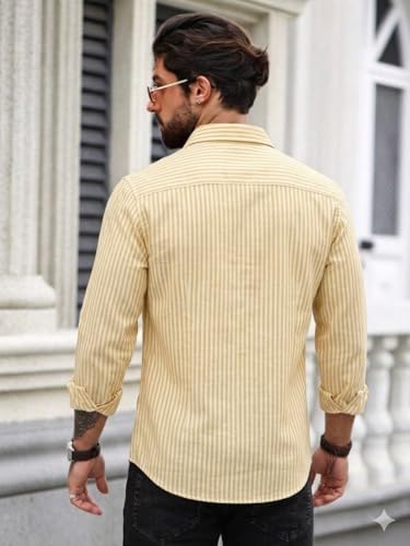 Image of Striped Casual Regular Fit Shirt for Men| Men Full Sleeve Shirt