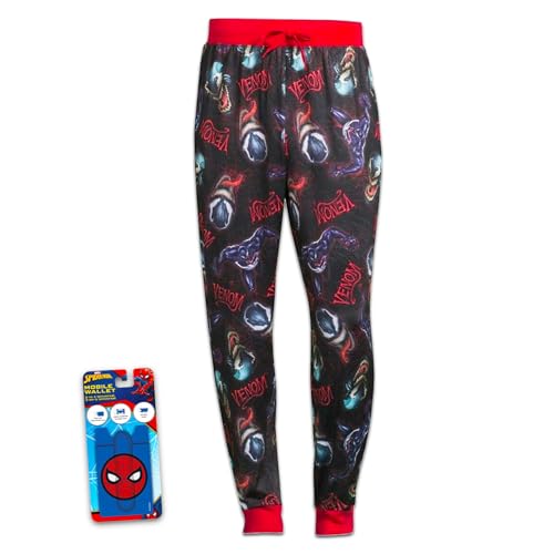 Marvel Venom Pajama Bundle - Sleeper Pants & PJ Pants for Boys, Teens, Men (US, Alpha, X-Large, Multicolor) Plus Bonus Phone Wallet