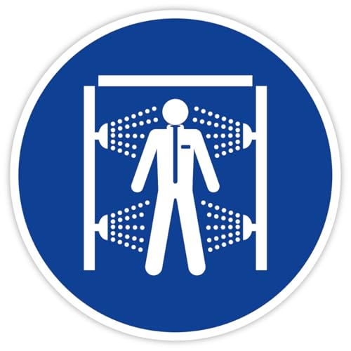 Aufkleber Gebotszeichen „Dekontaminationsdusche benutzen“ Folie nach ISO 7010 M072 | Ø 5-30 cm Made in Germany, Größe: Ø 30 cm
