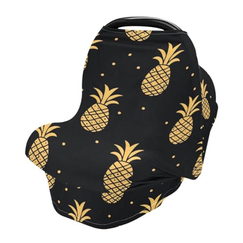 Gold Pineapples Baby Car Seat Cover Nursing Covers Breastfeeding Scarf Infant Carseat Canopy for Mom Baby Gift