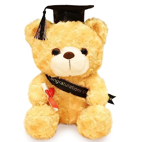 Hpbaggy Teddybär Plüschtier,Examensbär,Teddy Plüschbär mit Diplom und Doktorhut,Bachelor Abschluss Geschenk,Graduation Gift,Bestandene Prüfung Geschenk,Geschenke zum Bachelor Abschluss
