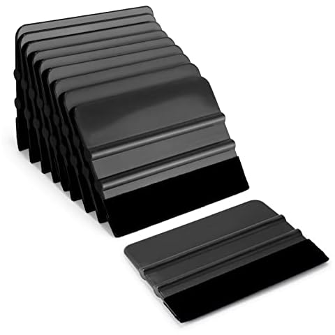 Ehdis Rakel Set Folien Rakel mit Filzkante Folienrakel Andrückrakel für Auto, Möbelfolie, Fensterfolie, Folierung, Tönungsfolie, Klebefolie Folierungs Werkzeug Set 4 Zoll (10 Stück, Schwarz) Cover