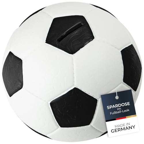 HMF 4790-01 Spardose Fußball Lederoptik 15 cm Durchmesser, schwarz weiß