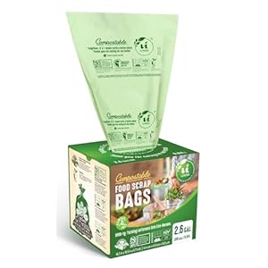 UNNI Compostable Trash Bags, 2.6 Gallon / 9.84 Liter, 100 Count, Extra Thick 0.71 Mil Small Kitchen Food Scrap Bin Liners, Certified by BPI, CMA & OK compost HOME, Meets the ASTM D6400 Standard