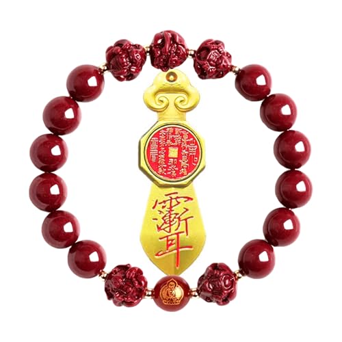 Feng Shui Triple Protection Bracelet for Women,Lucky Chinese Red Cinnabar Zodiac Prayer Bead Bracelet to Attract Wealth or Money,Mother's Day Birthday Christmas Good Luck Jewelry Gigt for Women to Bring Luck Prosperity