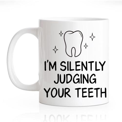 RZHV I’M Silently Judging Your Teeth Funny Coffee Mug, Thank You Birthday Gifts for...
