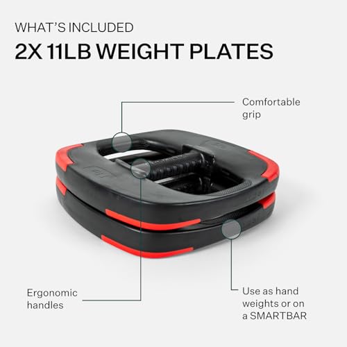 Les Mills™ Dual Purpose 11 lbs Ergonomic Free Weights, Home Gym Equipment, Workout Plates for Total Body Workouts