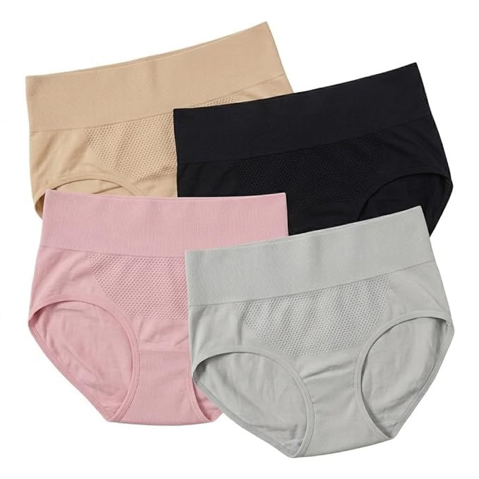 Women's High-Waisted Briefs, Full Back Coverage, Smoothing Comfort Undies with Cotton Crotch Size- XL Multicolor-picture-25