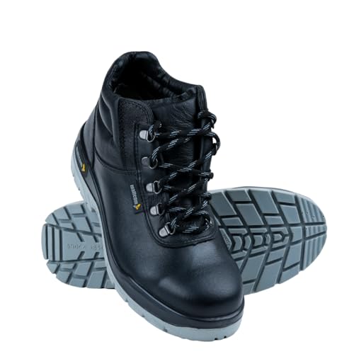 Image of Mallcom Vivvera S1 High Ankle Safety Shoe, Black, 12UK | Barton Grain Leather, Double Density PU Sole, Steel Toe Cap, Light Weight, Slip Resistance