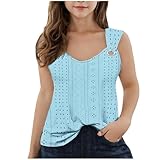 Dmmtot Camiseta sin mangas para niñas, de verano, cuello en V, sin mangas, holgada, para vacaciones, casual, playa, con agujero, malla de punto, transpirable, ligera, holgada, básica, para edades de 5