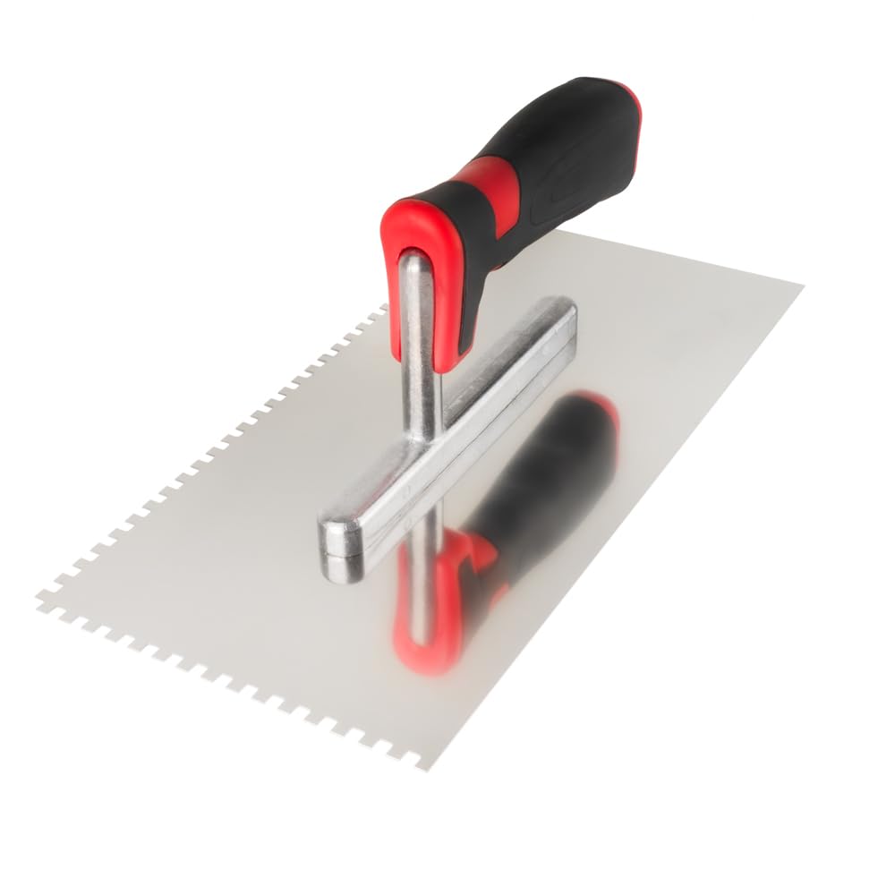 Curseur à dents 4x4 mm pour la pose de carrelage Spatule dentaire Curseur en acier inoxydable Poignée ergonomique Profi Acier inoxydable 270 x 130 mm
