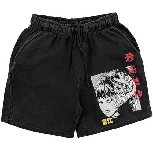Ripple Junction Junji Ito Tomie Kanji Manga Mens Drawstring Lounge Shorts Black X-Large