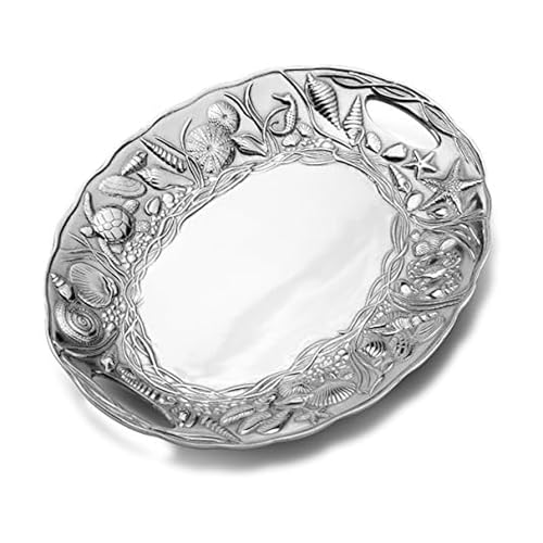 Wilton Armetale Coastal Handle Serving Tray, 16-Inch-by-11.75-Inch, Silver