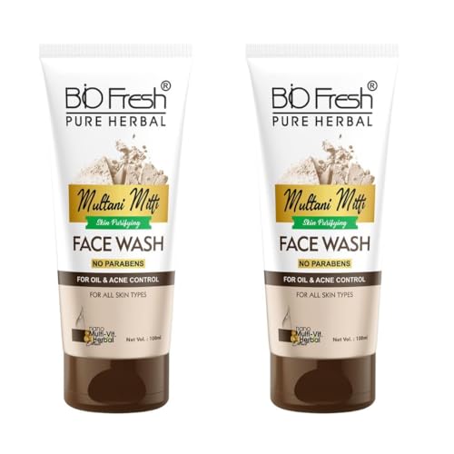 Image of Biofresh Multani Mitti Face Wash with Rose For Oil Control & Acne Controls Excess Oil Brightens & Purifies Skin Oily Skin Face Wash for Women & Men (Pack of 2)